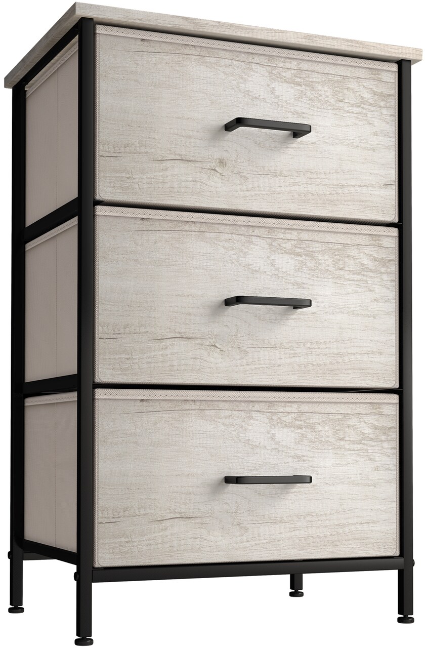 Sorbus Dresser with 3 Drawers - Bedside Furniture & Accent End Table Chest for Home, Bedroom Accessories, Office, College Dorm, Steel Frame, Wood Top, Fabric Drawers